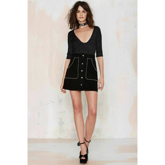 Nasty Gal Striped Sparkly "Next To You" Knit Top Black M - Picture 11 of 16